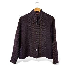 Vintage Hand Woven Knit Blazer Elizabeth B Merrill HandWeaver Plum Purple Medium
